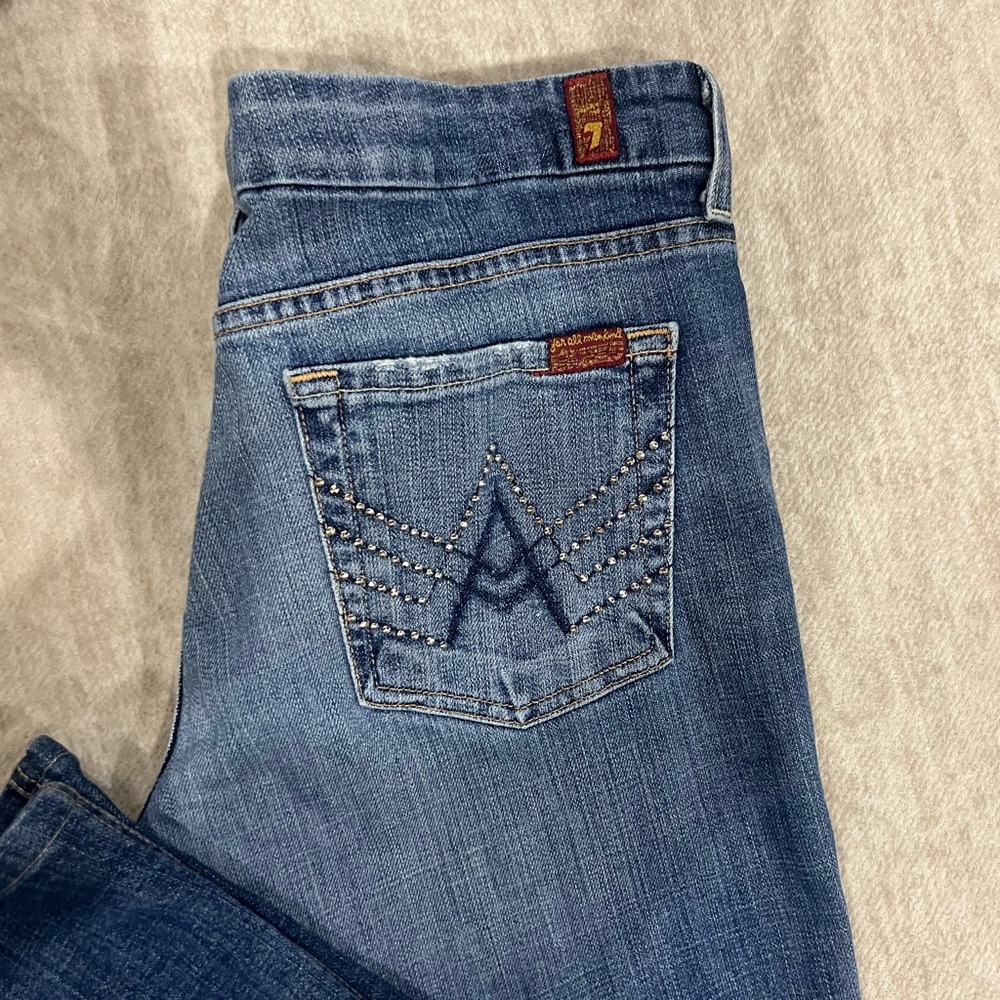 7 For All Mankind Blue Boot Cut Jeans